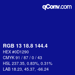 カラーコード: RGB 13 18.8 144.4 | qconv.com