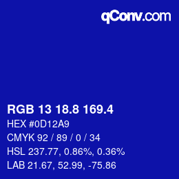 カラーコード: RGB 13 18.8 169.4 | qconv.com