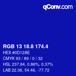 カラーコード: RGB 13 18.8 174.4 | qconv.com