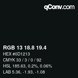 カラーコード: RGB 13 18.8 19.4 | qconv.com