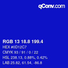 カラーコード: RGB 13 18.8 199.4 | qconv.com