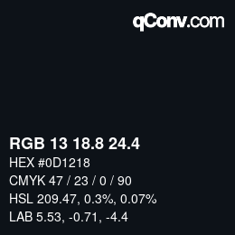 カラーコード: RGB 13 18.8 24.4 | qconv.com