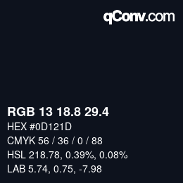 カラーコード: RGB 13 18.8 29.4 | qconv.com