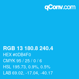 カラーコード: RGB 13 180.8 240.4 | qconv.com