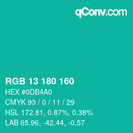 Color code: RGB 13 180 160 | qconv.com
