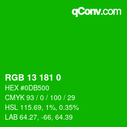 カラーコード: RGB 13 181 0 | qconv.com