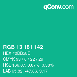 Color code: RGB 13 181 142 | qconv.com
