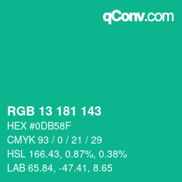 カラーコード: RGB 13 181 143 | qconv.com