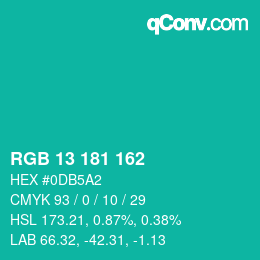 颜色代码: RGB 13 181 162 | qconv.com