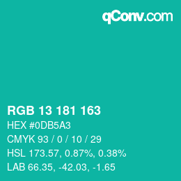 Color code: RGB 13 181 163 | qconv.com
