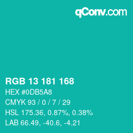 Código de color: RGB 13 181 168 | qconv.com