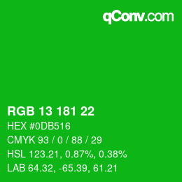 Color code: RGB 13 181 22 | qconv.com