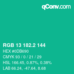 カラーコード: RGB 13 182.2 144 | qconv.com