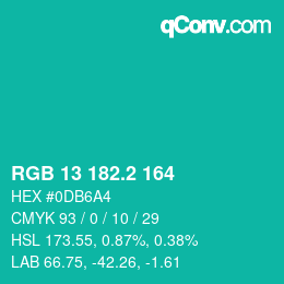 カラーコード: RGB 13 182.2 164 | qconv.com