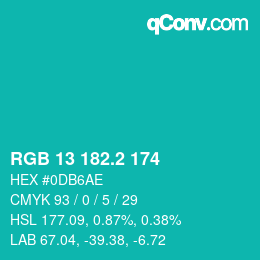 カラーコード: RGB 13 182.2 174 | qconv.com