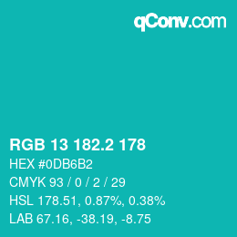カラーコード: RGB 13 182.2 178 | qconv.com