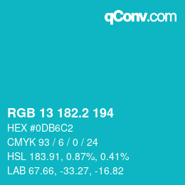 カラーコード: RGB 13 182.2 194 | qconv.com