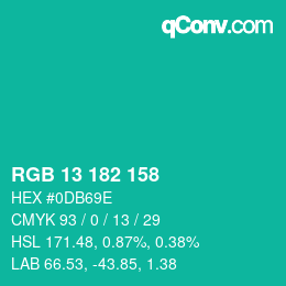 カラーコード: RGB 13 182 158 | qconv.com