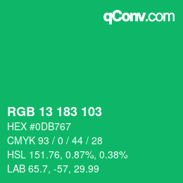カラーコード: RGB 13 183 103 | qconv.com