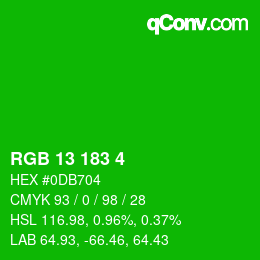 Color code: RGB 13 183 4 | qconv.com