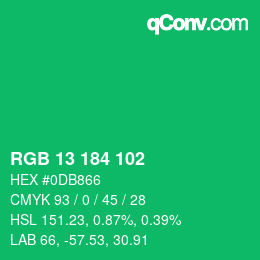 Color code: RGB 13 184 102 | qconv.com