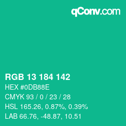 Color code: RGB 13 184 142 | qconv.com