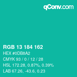 Color code: RGB 13 184 162 | qconv.com