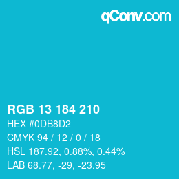 カラーコード: RGB 13 184 210 | qconv.com