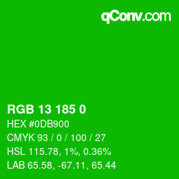 Color code: RGB 13 185 0 | qconv.com