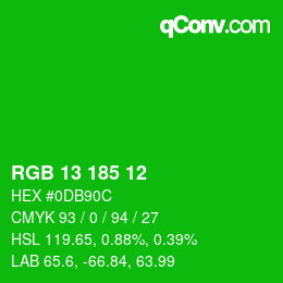 Color code: RGB 13 185 12 | qconv.com