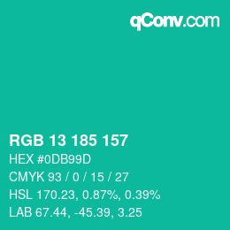 Color code: RGB 13 185 157 | qconv.com