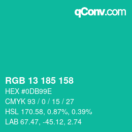 Color code: RGB 13 185 158 | qconv.com
