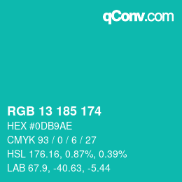Color code: RGB 13 185 174 | qconv.com