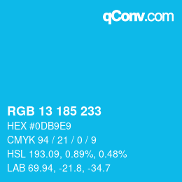 Color code: RGB 13 185 233 | qconv.com