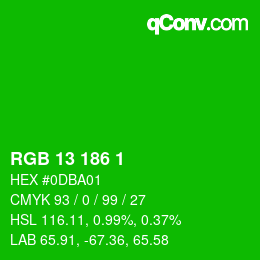 Color code: RGB 13 186 1 | qconv.com