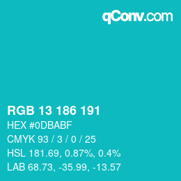 カラーコード: RGB 13 186 191 | qconv.com