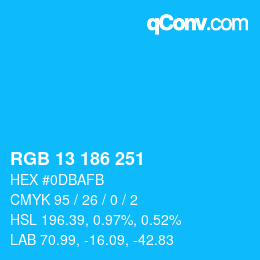 Color code: RGB 13 186 251 | qconv.com