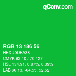 Color code: RGB 13 186 56 | qconv.com