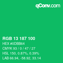 Code couleur: RGB 13 187 100 | qconv.com