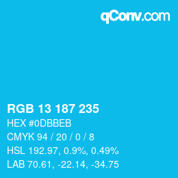 Color code: RGB 13 187 235 | qconv.com