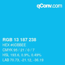 Color code: RGB 13 187 238 | qconv.com