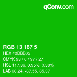 Color code: RGB 13 187 5 | qconv.com