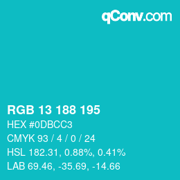 Color code: RGB 13 188 195 | qconv.com