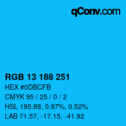 Color code: RGB 13 188 251 | qconv.com