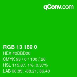 カラーコード: RGB 13 189 0 | qconv.com