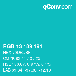 Color code: RGB 13 189 191 | qconv.com