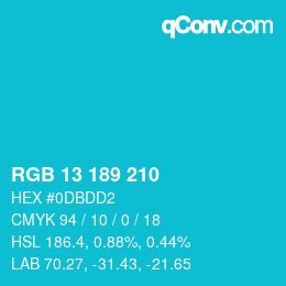 Color code: RGB 13 189 210 | qconv.com