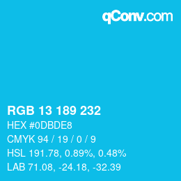 Color code: RGB 13 189 232 | qconv.com
