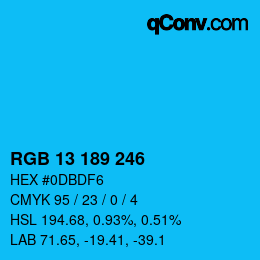 Color code: RGB 13 189 246 | qconv.com