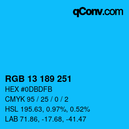 カラーコード: RGB 13 189 251 | qconv.com